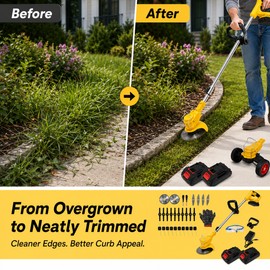 Cordless Grass Trimmer for Lawn & Garden Care – 21V 3-in-1 Edger and Weed Cutter for Yard Cleanup