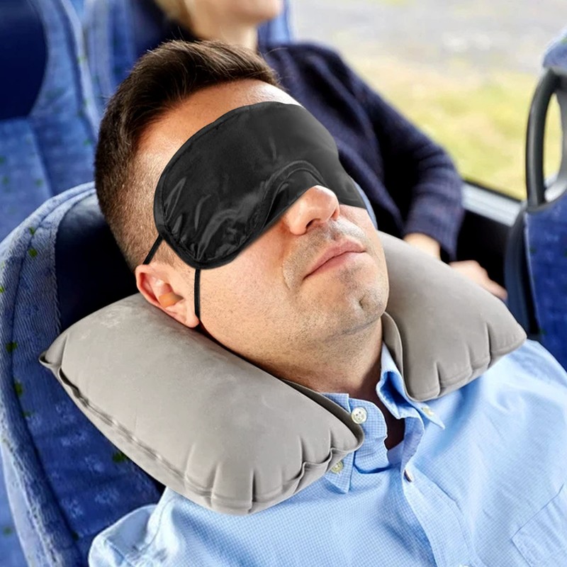 Inflatable Travel Neck Pillow - Soft Flight Rest/Support Cushion Head