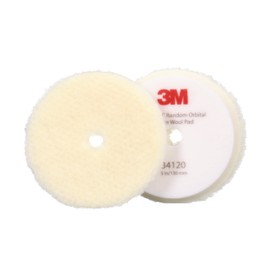 3M 3M Perfect-It Random Orbital Coarse Wool Compounding Pad, 5"/130 mm, White, 34120, Orbital Pads for Automotive Compounding and Polishing