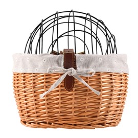 Nagoyuki Cat Dog Bicycle Front Handlebar Basket Pets Seat Hand Woven Wicker Road Bike Bicycle Basket Pet Cat Dog Carrier
