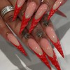 press on nails long Stiletto French Tip Fake Nails Red
