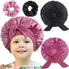 2 PCS Kids Satin Bonnets for Girls with Scrunchies,Hair Bonnet