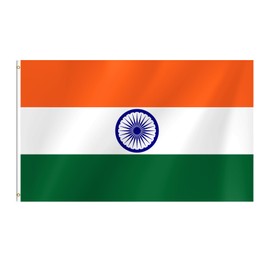 India Flag, 3x5 Ft Indian Flag, Vivid Color Fade Resistant With Brass Grommets for Party Parades Sports Events Patriotic Holidays Outdoor Indoor Decorations