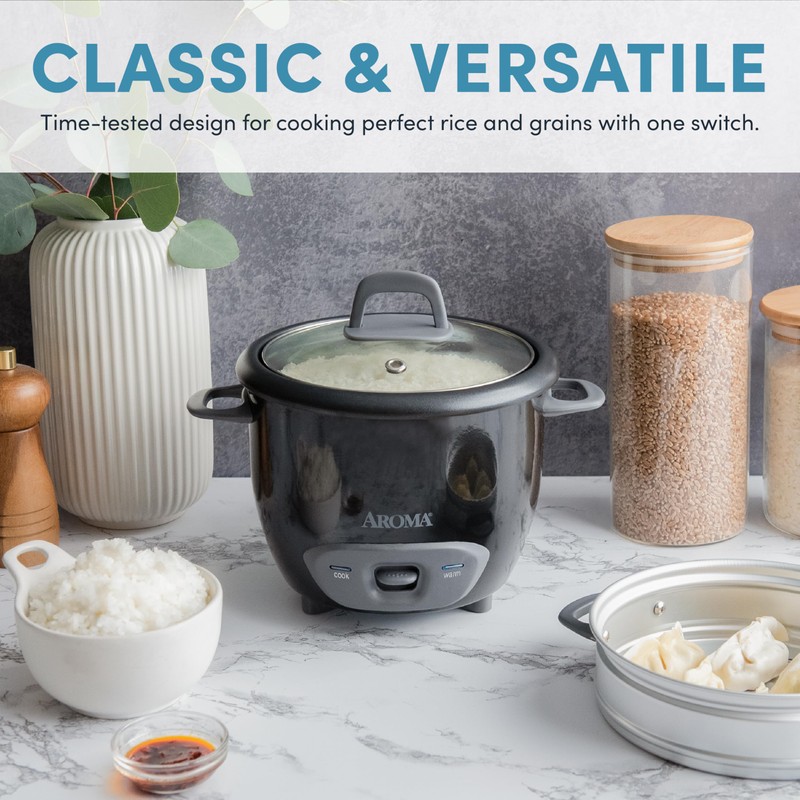 Aroma Housewares 6-Cup (Cooked) Pot-Style Rice Cooker and Food Steamer,