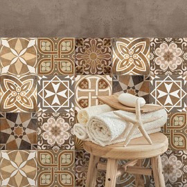 RE-COVERTILES - PS00146 PS00146 Tile Stickers Bathroom and Kitchen 10 Pieces 20 x 20 cm PVC Wall Decoration Waterproof Tiles Mosaic Style Azulejos Cement Tiles
