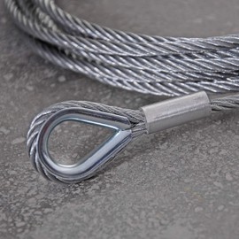 Drahtseile24 Wire rope with thimbles, steel cable with thimbles, stop rope, steel cable with eyelets, galvanised, diameter 10 mm, 1,000 kg payload, 0.5 m