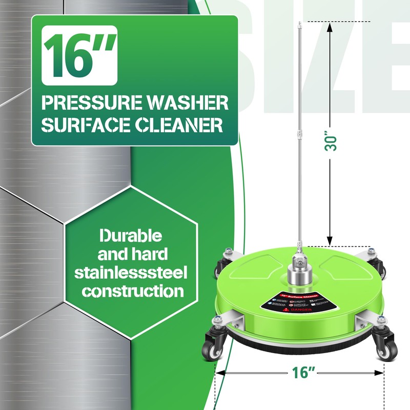 LidoDola 16'' Pressure Washer Surface Cleaner with 4 Wheels -