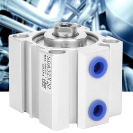 Pneumatic Cylinder,Aluminum Alloy SDA32 Thin Air Cylinder Double Action for Manufacturing Air Applications (SDA32X20)