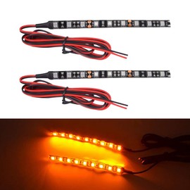 JinXiu Universal Motorbike LED Indicators, 2pc Exterior Orange LED Indicators Strip for Motorcycle Bike Amber LED Turn Signal Indicator Blinker Light
