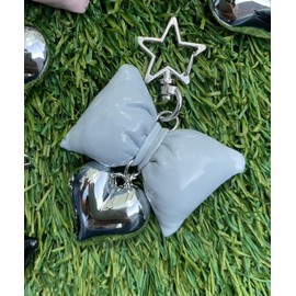 Wigo Women's Cushion, Ribbon, Heart, Keychain, Accessory, Strap, Cute, Present, Gift, blue