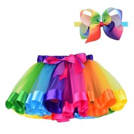 BGFKS LayeredTulle Rainbow Tutu Skirt for Newborn Baby Girls 1st Birthday Photography Outfit Sets.