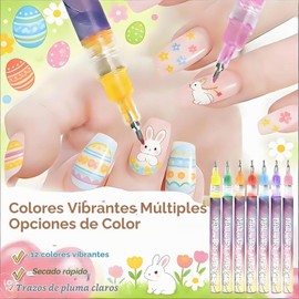 12 Colors Nail Art Pens Set, Lapicero de Esmalte de Uñas Kit Profesional, Lápices para Decorar Uñas para DIY, 0.5mm Nail Art Point Grafiti Pen Set, Rotuladores de Puntos, Diseño de Uñas, Decoraciones DIY