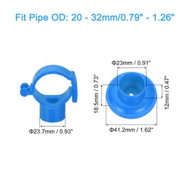 QUARKZMAN Pack of 12 PVC pipe clamps with base, suitable for 20-32 mm outer diameter pipes, adjustable plastic pipe holder, clamp, water pipe support for pipe connections, blue