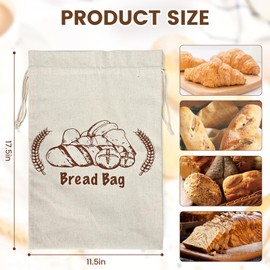 poteital 3 Pack Bread Bags For Homemade Bread Sourdough With Plastic Lining, Reusable Large Sourdough Bread Bags Container, Linen Fresh Bread Storage For Homemade Bread (17 X 11 In)