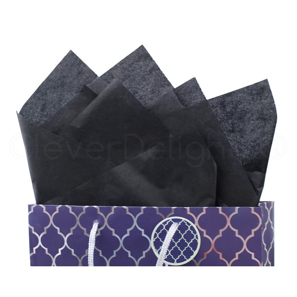 CleverDelights Black Premium Tissue Paper - 100 Sheets - 20" x 30" - Gift Paper