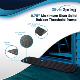 3/4" Maximum Rise - Silver Spring Rubber Solid Threshold Ramp