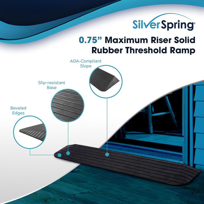 3/4" Maximum Rise - Silver Spring Rubber Solid Threshold Ramp