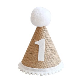 PRETYZOOM Kids Birthday Cone Hat 1st Birthday Hat Linen Birthday Headwear for Kids Birthday Party Photo Prop