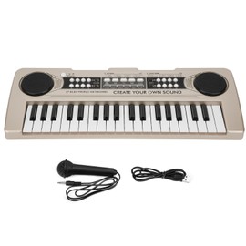 Electronic Keyboard 37 Piano Keys Children Toys Musical Instrument with MicrophoneBrown