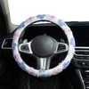 Flowers Lambswool Steering Wheel Cover Auto Steering Wheel Protector, Anti-Slip,