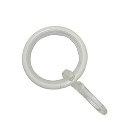 GARDINIA Curtain Rings for Curtain Rods with Diameter 16 mm - 20 mm, with Sliding Insert and Curtain Hooks, Pack of 10, Width 4 mm, Crete, Metal/Plastic, White