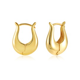 ALEXCRAFT Gold Silver Earrings Small Hoop Earrings Women's Hypoallergenic Silver 925 Earrings Chunky Small Hollow Hoop Earrings Thick Oval Hoop Earrings Huggie Hoop Earrings Chunky Hoop Earrings