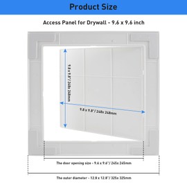 GOZOLA Self-Adhesive Wall Access Panel for Drywall, 9.6 x 9.6 Inch Hole Cover - Heavy-Duty ABS Plastic & Easy Install, Plumbing Wall Panels for Ceiling Bathroom Access Door Hole, White