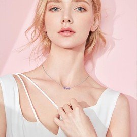 Step Forward 925 Sterling Silver June Necklace Choker for Women - Light Purple Heart Birthstone Necklace for BBF, Birthday Anniversary Jewelry Gifts