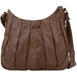 Ladies/Womens Genuine Leather Cross Body/Shoulder Bag with Stud Design - Fawn