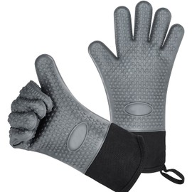 Guantes de Silicona para Cocina - Guantes para Parrilla de Barbacoa de Horno - Guantes Silicona y Algodón de Doble capa Resistente al Calor y Antideslizantes - para Asar a la Parrilla|Cocinar|Hornear