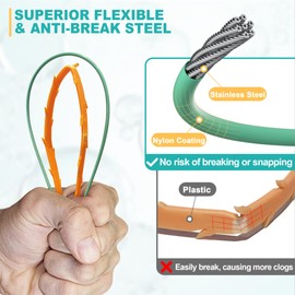 50 Inch Drain Snake Drain Hair Removal Tool, Anti-break Long Sink Snake Hair Clog Remover, Hair Catcher Plumbing Drain Cleaning Tool for Shower, Bathtub, Small Tube, Pipe Line