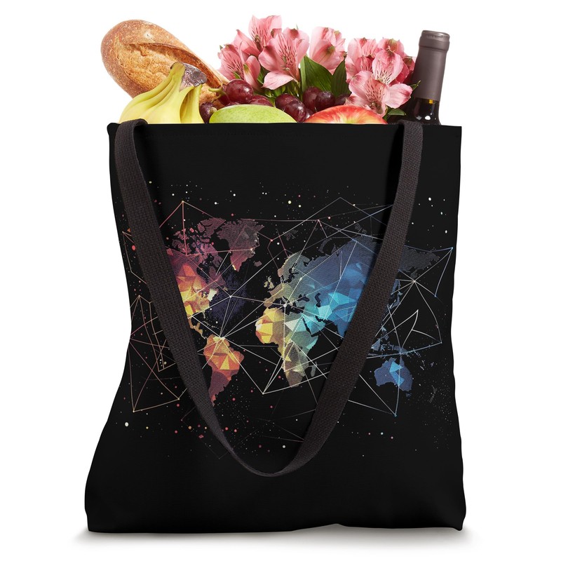 Geometric World Map Decor Tote Bag