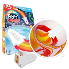 Bomba de baño de llama de cohete grande de Zimpli Kids, bomba de baño de efecto especial multicolor, regalo de cumpleaños para niños, apto para veganos y libre de crueldad