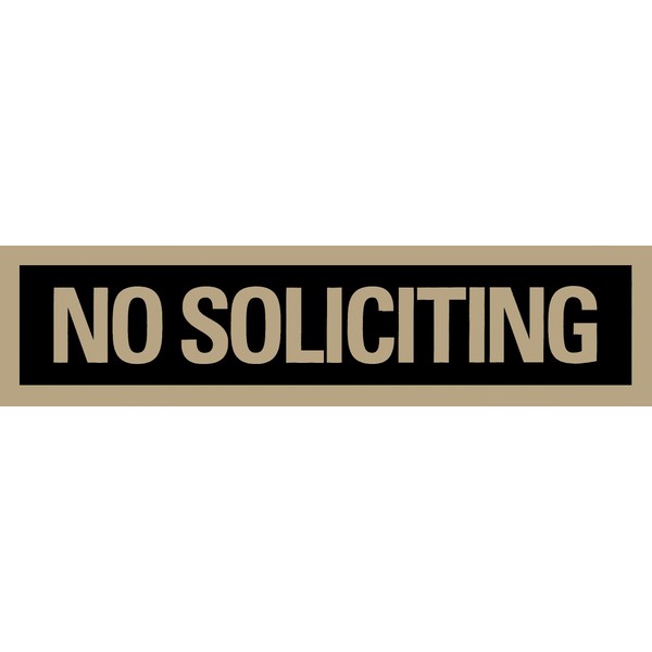 Headline Sign - Self-Stick Sign, NO SOLICITING" Sign, 2 x 8 Inches, Black and Gold, Made in USA (9369)