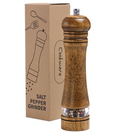 M JINGMEI Wood Salt and Pepper Grinder, Salt Grinder and Pepper Mill, Oak Wood Shakers with Adjustable Ceramic Grinders - 8 inches, 1 Pack