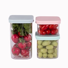 PrepSealer PrepCube Food Canister Silicon Lid Container - 3PC Set, Stackable Freezer, Meal Prep Storage, Leftovers Storage Container