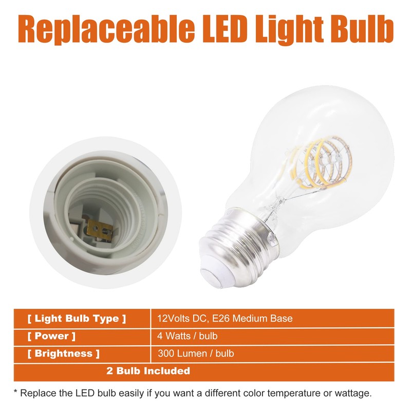 Facon 12V RV Pendant Light Fixtures - 11'' Interior Ceiling