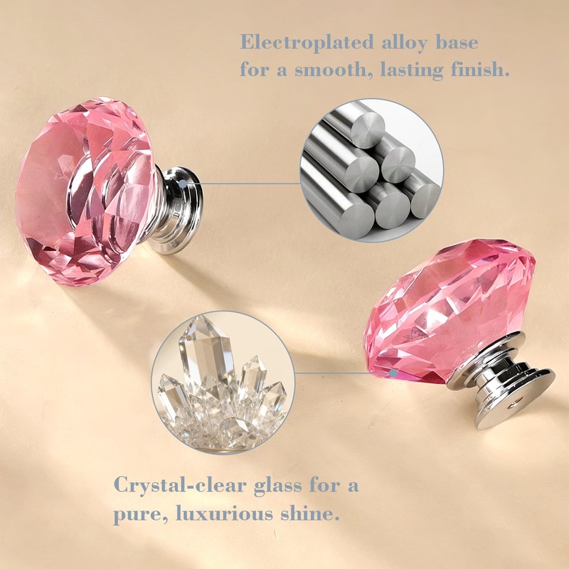 POZEAN Crystal Drawer Knobs 30 Pack, 1-9/16 inch Cabinet Knobs
