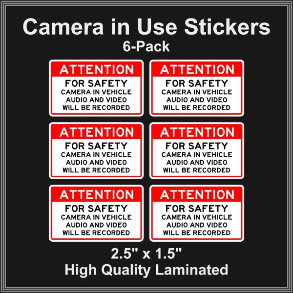 Unbranded Camera in Car Recording Video 6-Pack Decals Red &