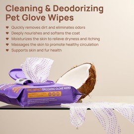 HICC PET Dog Bath Wipes Cleaning Deodorizing, Remove Dirt, Nourish Fur and Eliminate Odors, No Rinse Pet Grooming Glove Wipes for Dogs & Cats, Cleaning Wipes for Daily Care & Traveling