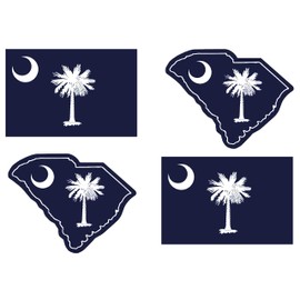 Wheezeway South Carolina Flag Stickers (3 x 5 in.) SC State Map Outline (4.5 x 3.5 in.) Made in USA !