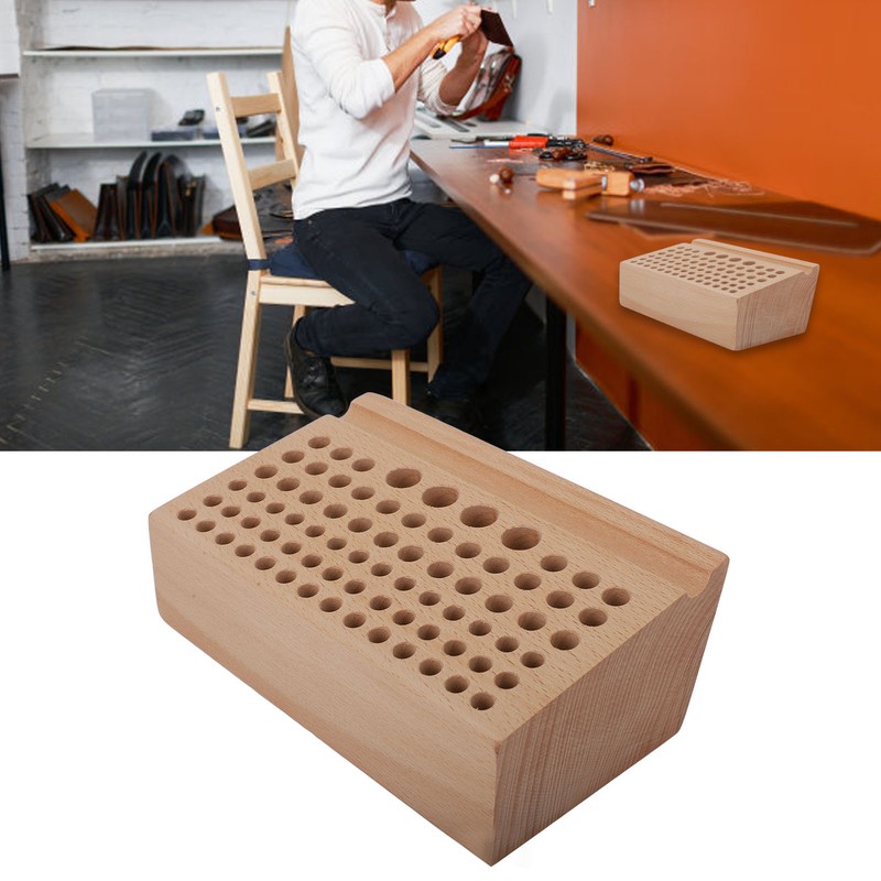 Leather Craft Tool Holder 76 Holes Durable Beech Diverse Sizes