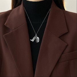 Just Follow Cowboy Boot Necklace Western Jewelry Charm Cowgirl Cowboy Hat Pendant Necklace Cool Man Woman Necklace Jewelry Gift for Women (Silver)