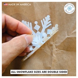 4 x 12 XXL Christmas Snowflake Window Clings Decals. Snowflake Decorations Window Stickers for Glass. Snow Flake Christmas Home Decor. Reusable. No Adhesive. Made in America.