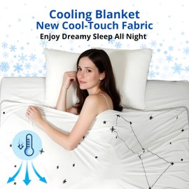 Zinello Design Cooling Blanket Constellation Cooling Stars Family FrostWeave Q-Max > 0.4 Cooling Blanket for Adults Kids Summer (130 x 170 cm)