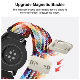 Meliya Braided Nylon Band for Garmin Vivoactive 6/Vivoactive 5/Vivoactive 3 Watch Bands, 20mm Stretchy Replacement Strap for Venu/Venu Sq,Forerunner 55/158/165/245/645,Galaxy Watch 7/6/5/4 (Rainbow)