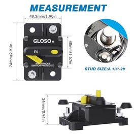 GLOSO GLOSO Circuit Breaker E99 40A Breaker Standard Surface Mount 1/4" Diagonal Stud Waterproof IP67 Marine RV Truck Hi-Amp (40A)