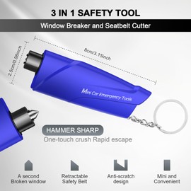 Window Breaker Seatbelt Cutter,3-in-1 Mini Glass Breaker, 3 Pack Car Escape Tool for Land and Underwater,Keychain Car Emergency Tool by ZITSMS(Red/Yellow/Blue