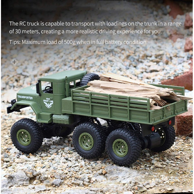WEECOC RC Car Off-Road Military Truck Toy, 6-Wheel Remote Control