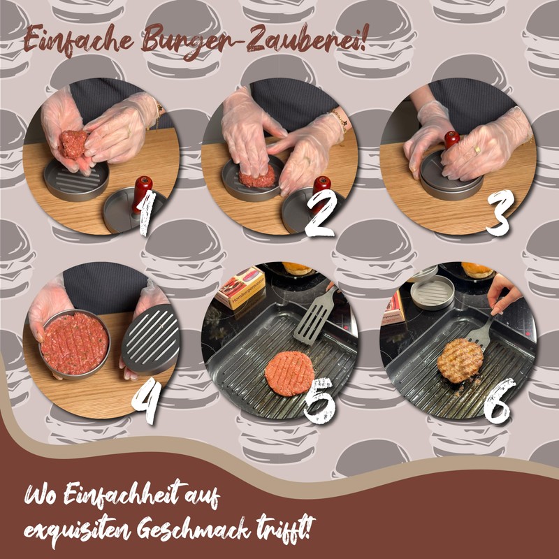MaxxGoods Burger Press Set Made of Cast Aluminium Diameter 12